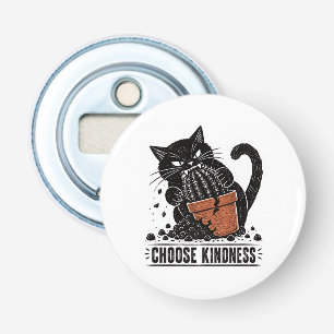 Funny Cat Choose Kindness Linocut Meme Bottle Opener