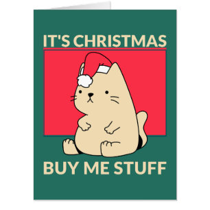 FUNNY CAT CHRISTMAS BIG HUGE GREETING CARD