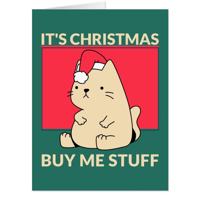 FUNNY CAT CHRISTMAS BIG HUGE GREETING CARD (Front)