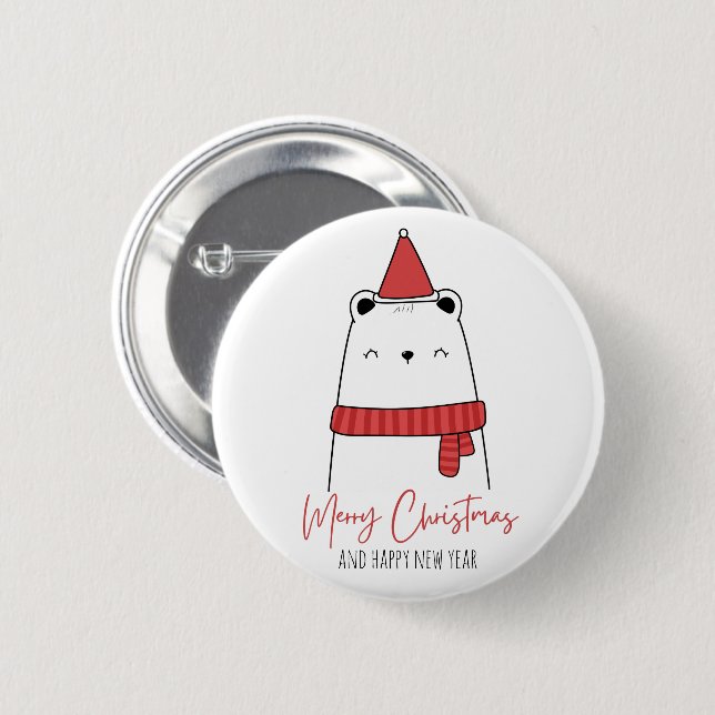 Funny cat christmas button (Front & Back)