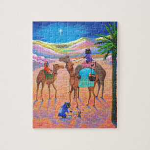 Funny Cat Christmas Camel Wise Men Creationarts Jigsaw Puzzle