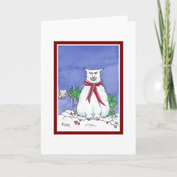 Funny Cat Christmas Card by GailRagsdaleArt at Zazzle