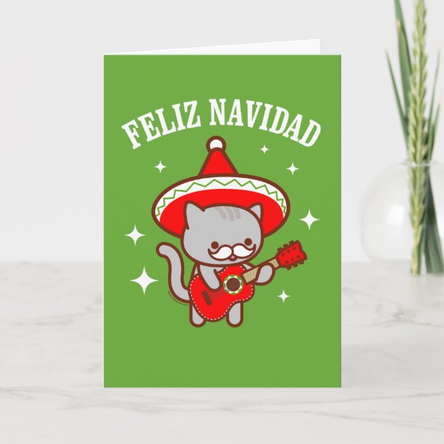 Funny Cat Christmas Card: "FELIZ NAVIDAD" Card (Front)