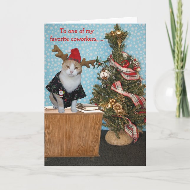 Funny Cat Christmas Card for Coworker (Front)