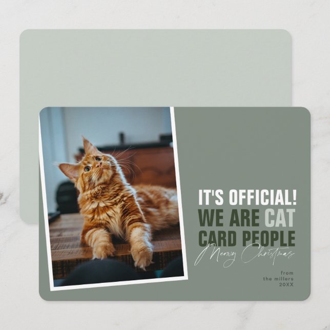 Funny Cat Christmas Card Meowy Christmas (Front/Back)