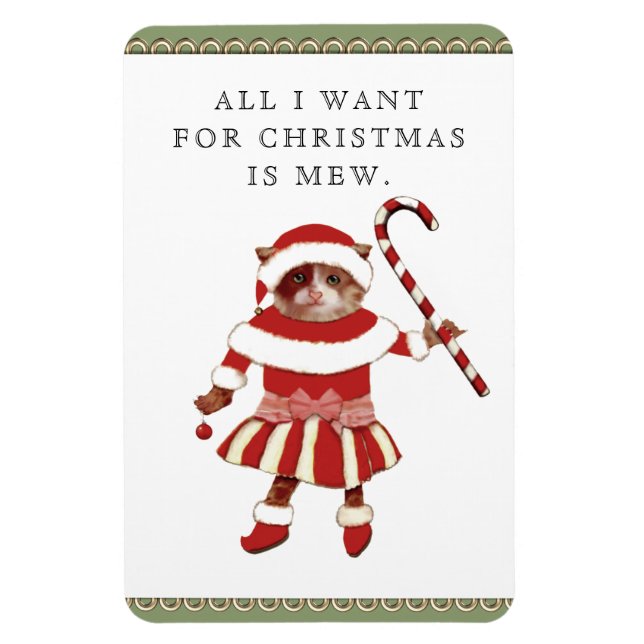 Funny Cat Christmas Cards Magnet (Vertical)