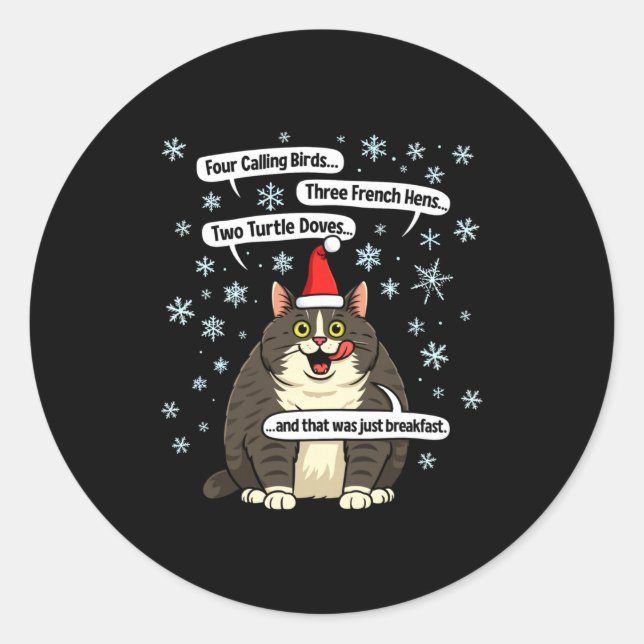 Funny Cat Christmas Carol Meme Merch Santa Hat Kit Classic Round Sticker (Front)