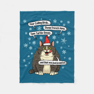 Funny Cat Christmas Carol Meme Merch Santa Hat Kit Fleece Blanket