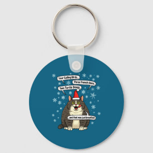 Funny Cat Christmas Carol Meme Merch Santa Hat Kit Keychain