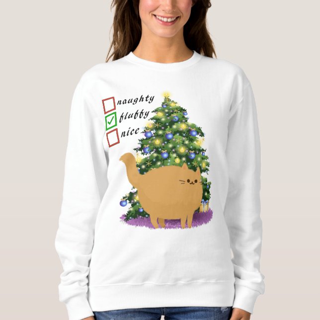 Funny Cat Christmas Checklist Sweatshirt (Front)
