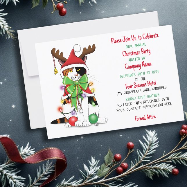 Funny Cat Christmas Corporate Party Invitation (Creator Uploaded)