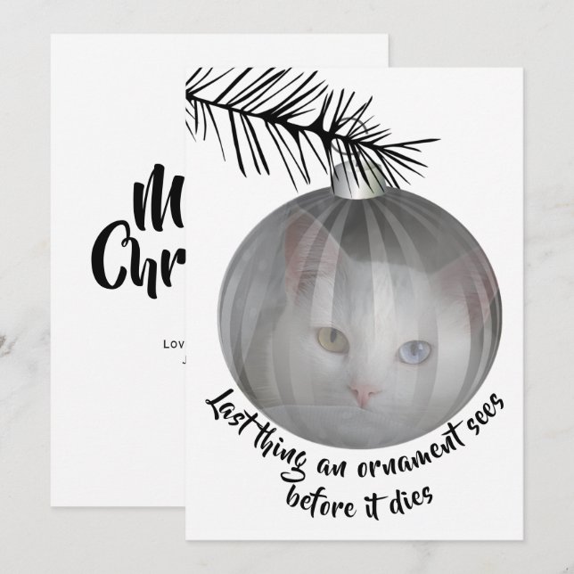 Funny Cat Christmas Last Thing Bauble Sees card (Front/Back)