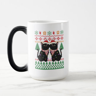 Funny Cat Christmas Lights Cats Lover Ugly Xmas  Color Morph Mug