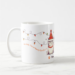 Funny Cat Christmas Lights Mug