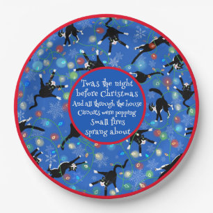Funny Cat Christmas Lights Paper Plates