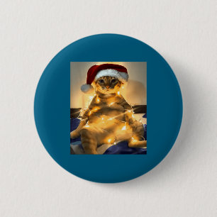 Funny Cat Christmas Meme Shirt Cute Holiday Meme C Button