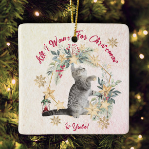 Funny Cat Christmas Ornament – Wreath & Snowflakes