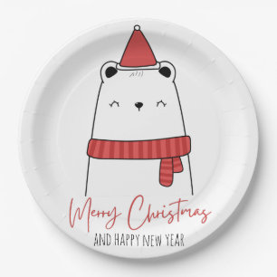 Funny cat christmas  paper plates