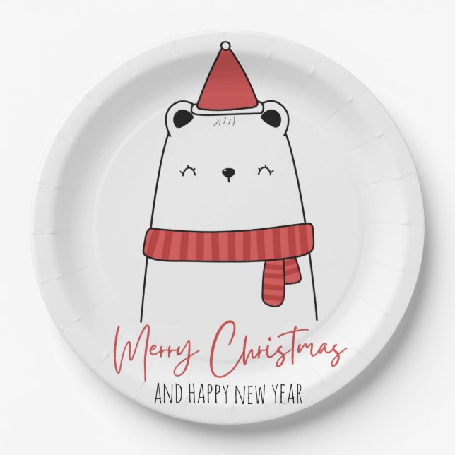 Funny cat christmas  paper plates (Front)