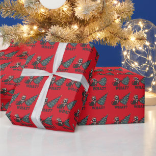 Funny Cat Christmas Red Wrapping Paper