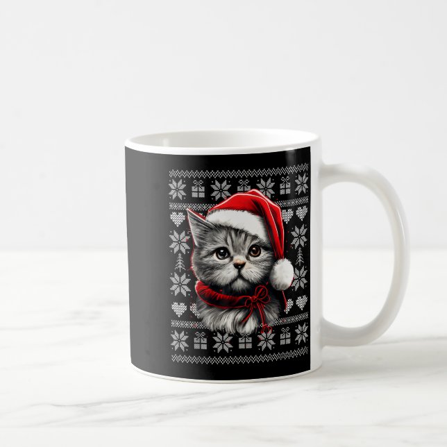 Funny Cat Christmas Shirts Men Women Cats Lover Ug Coffee Mug (Right)