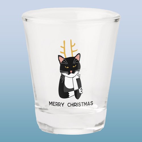 Funny Cat Christmas Shot Glass