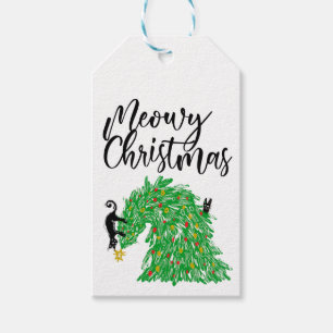 funny cat christmas tag- Meowy Or add your own Gift Tags