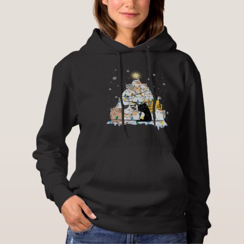 Funny Cat Christmas Tree Cute Cats Design Women Me Hoodie