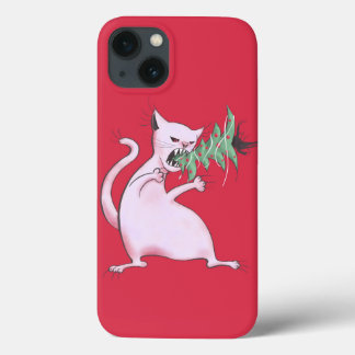 Funny Cat Christmas Tree Eater Holiday iPhone 13 Case