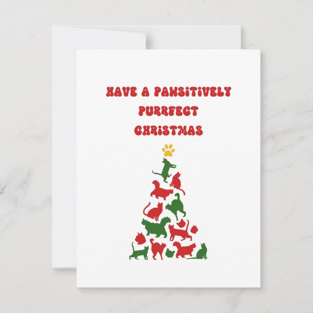 Funny Cat Christmas Tree Holiday Card (Front)