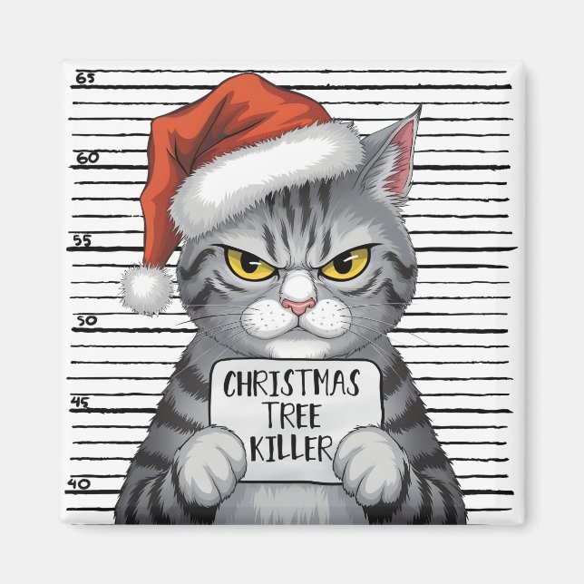 Funny Cat Christmas Tree Killer Magnet (Front)