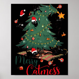Funny Cat Christmas Tree Merry Catmess Cat Lover K Poster