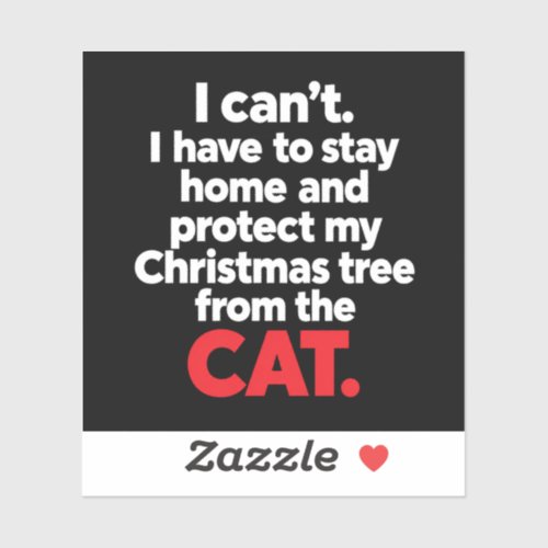 Funny Cat Christmas Tree Protection Sticker