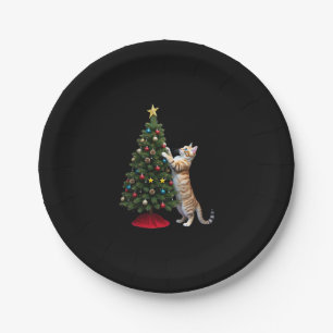 Funny Cat Christmas Tree Xmas Gifts Men Women Kids Paper Plates