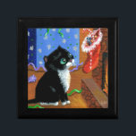 Funny Cat Christmas Tuxedo Kitten Mouse Jewelry Box<br><div class="desc">Original artwork by Lisa Adams.  Her work can be found on Ebay,  Etsy,  and Zazzle,  under the name Creationarts.</div>