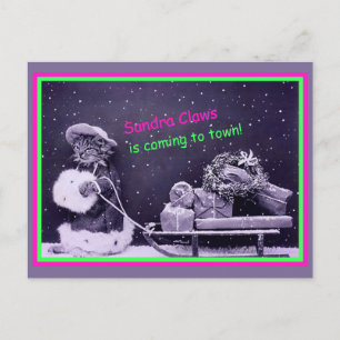 Funny Cat Christmas Vintage Postcard