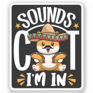 Funny Cat Cinco De Mayo Gift Sombrero Tacos Lover Sticker