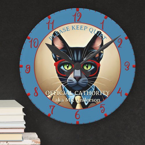 Funny Cat Classroom Teacher  Round Clock