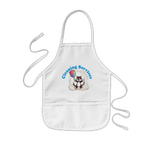 Funny Cat Cleaning with Colorful Feather Brusht Kids' Apron