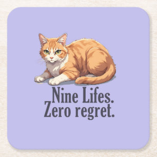Funny Cat Coaster- Simple minimalist yet Beautiful Square Paper Coaster