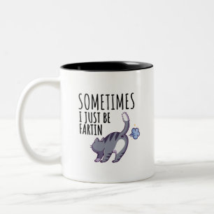 Funny cat Coffee Cup, Meme Gag Gift for coworker Two-Tone Coffee Mug