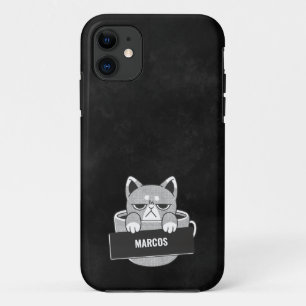 Funny Cat coffee design custom name Case-Mate iPho iPhone 11 Case