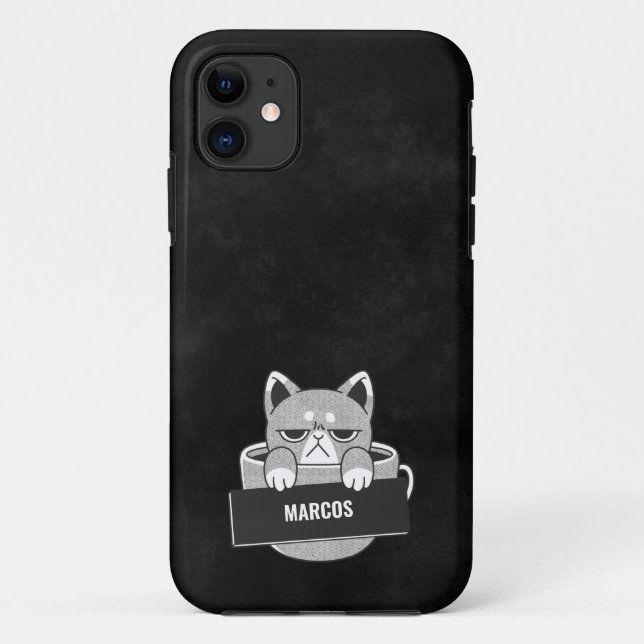 Funny Cat coffee design custom name Case-Mate iPho Case-Mate iPhone Case (Back)
