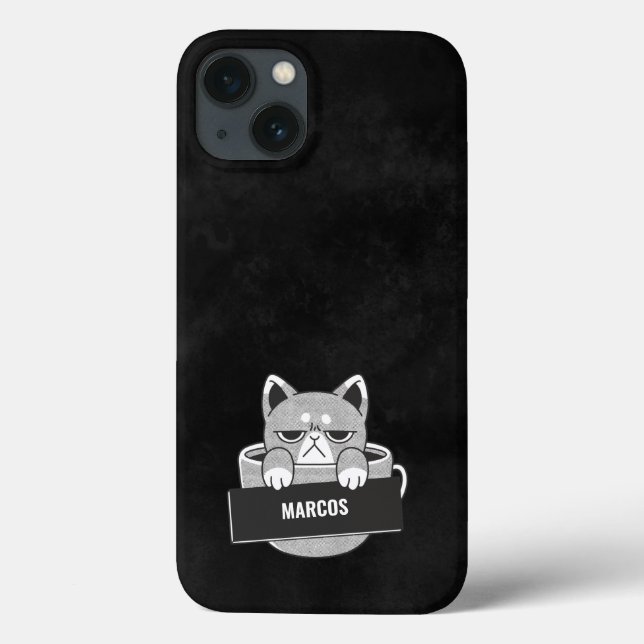 Funny Cat coffee design custom name Case-Mate iPho Case-Mate iPhone Case (Back)