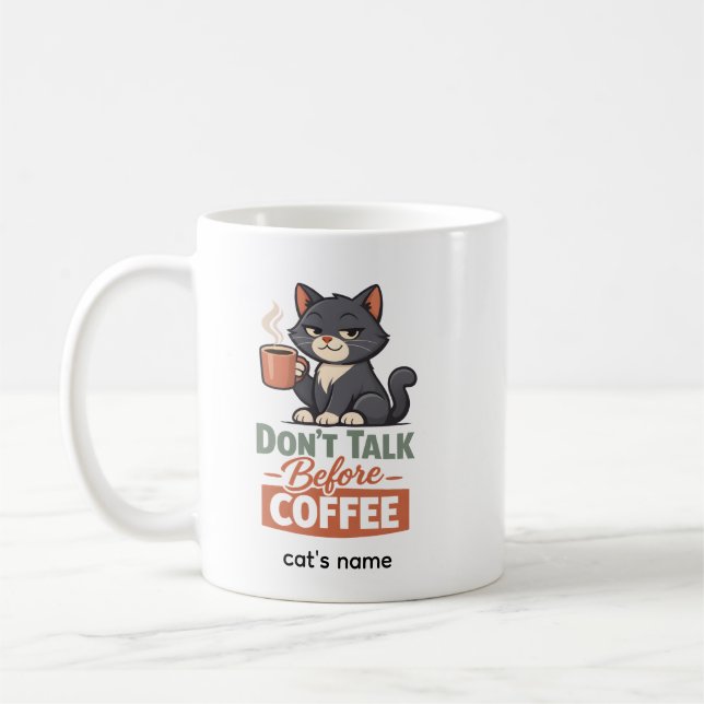 Funny Cat Coffee Lover Mug (Left)