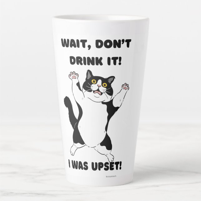 Funny Cat Coffee Mug – “Wait, Don’t Drink It…  (Front)