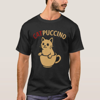 Funny Cat Coffee TShirt Cute Cappuccino Animal Caf