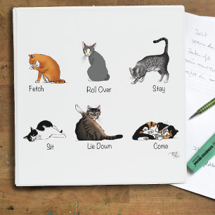 Funny Cat Commands Illustrated Training Chart 3 Ring Binder