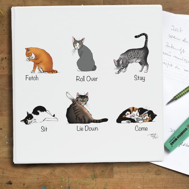 Funny Cat Commands Illustrated Training Chart 3 Ring Binder (Creator Uploaded)