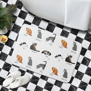 Funny Cat Commands Illustrated Training Chart Bath Mat
